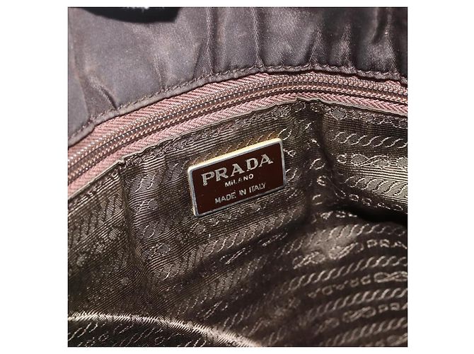 Sac Tote Prada en nylon marron argent authentique SW2170 Argenté - vue 17