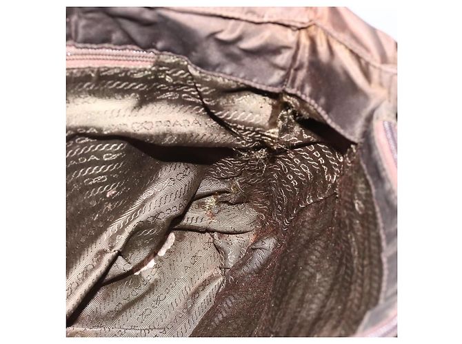 Sac Tote Prada en nylon marron argent authentique SW2170 Argenté - vue 18