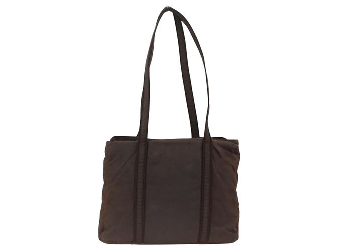 Sac Tote Prada en nylon marron argent authentique SW2170 Argenté - vue 2