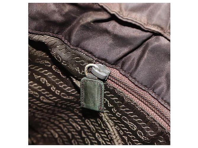 Sac Tote Prada en nylon marron argent authentique SW2170 Argenté - vue 20