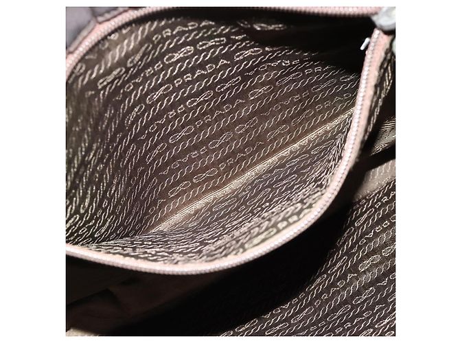 Sac Tote Prada en nylon marron argent authentique SW2170 Argenté - vue 21