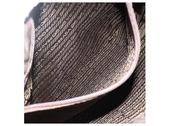 Sac Tote Prada en nylon marron argent authentique SW2170 Argenté - vue 23