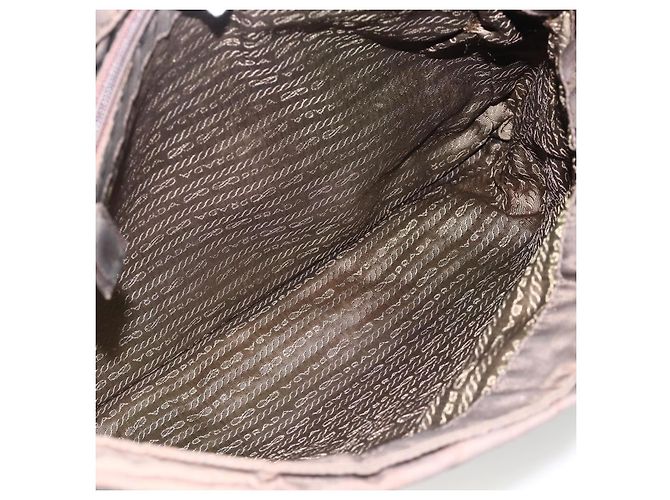 Sac Tote Prada en nylon marron argent authentique SW2170 Argenté - vue 24