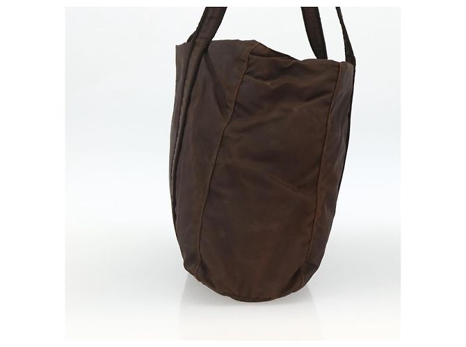 Sac Tote Prada en nylon marron argent authentique SW2170 Argenté - vue 4