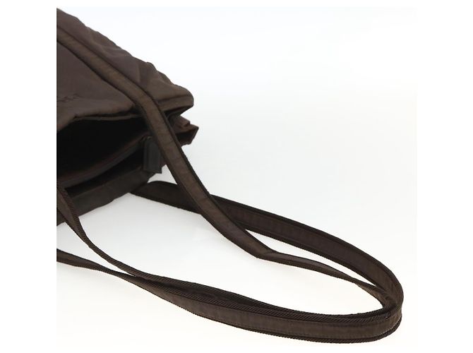 Sac Tote Prada en nylon marron argent authentique SW2170 Argenté - vue 7