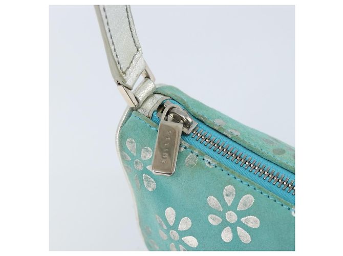 Pochette Accessorio CÉLINE Camoscio Verde Argento Auth AMZ035A - vista 10