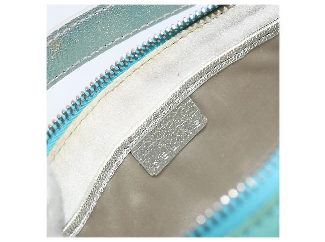 Pochette Accessorio CÉLINE Camoscio Verde Argento Auth AMZ035A - vista 18
