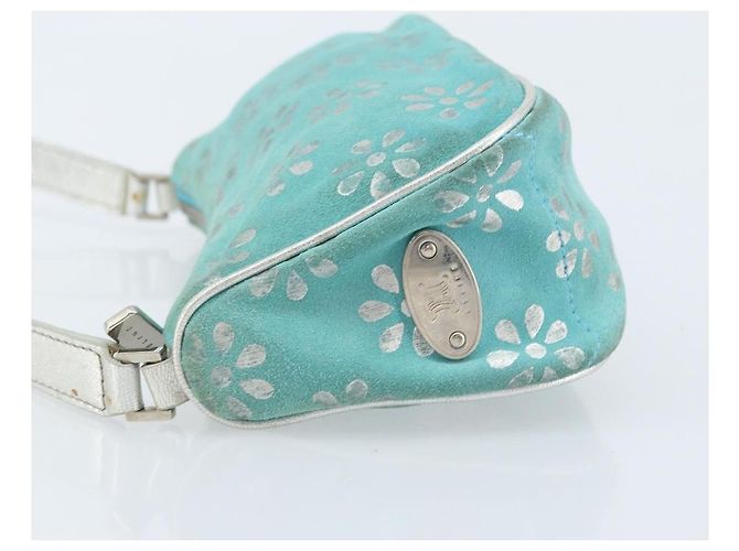 Pochette Accessorio CÉLINE Camoscio Verde Argento Auth AMZ035A - vista 4