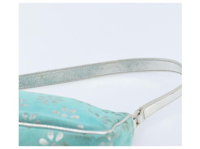 Pochette Accessorio CÉLINE Camoscio Verde Argento Auth AMZ035A - vista 8