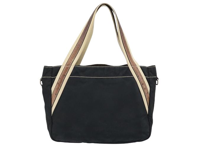 PRADA Borsa a mano in nylon nero argento Auth BSZ447 - vista 2