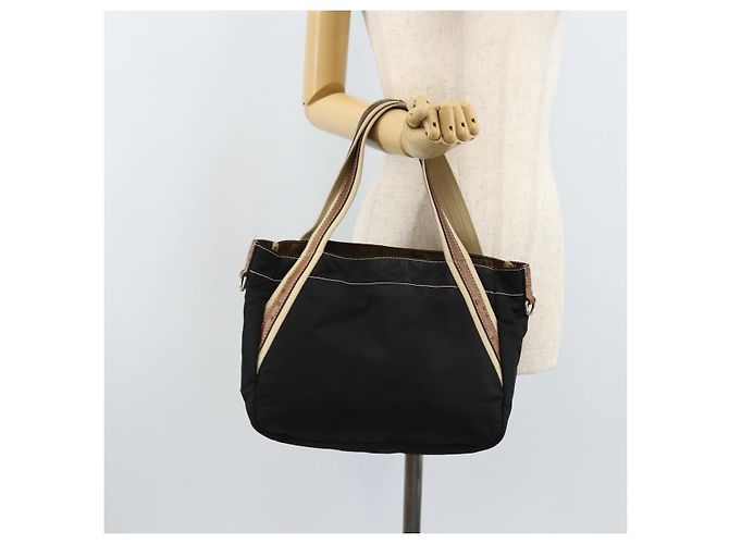 PRADA Borsa a mano in nylon nero argento Auth BSZ447 - vista 25