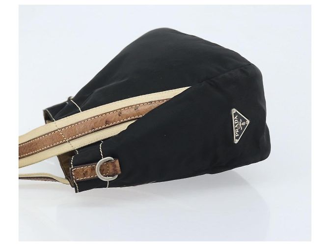 PRADA Borsa a mano in nylon nero argento Auth BSZ447 - vista 4