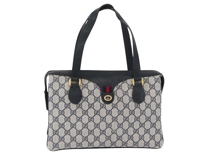 Borsa GUCCI GG Supreme Sherry Line PVC Blu Navy Oro Rosso 41 02 079 Auth ki6604 D'oro - vista 13