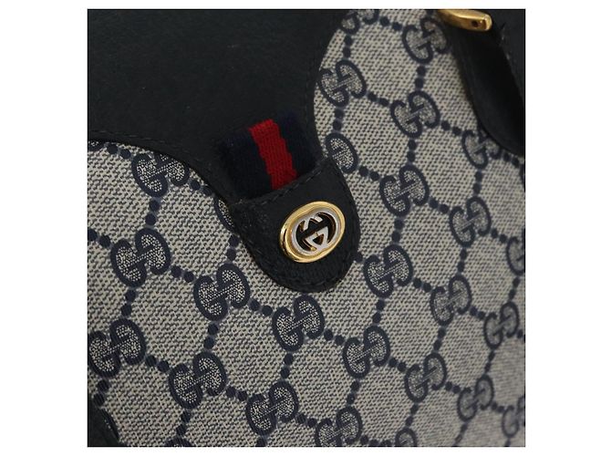 Borsa GUCCI GG Supreme Sherry Line PVC Blu Navy Oro Rosso 41 02 079 Auth ki6604 D'oro - vista 18