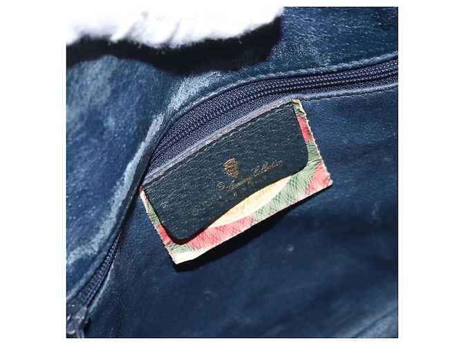 Borsa GUCCI GG Supreme Sherry Line PVC Blu Navy Oro Rosso 41 02 079 Auth ki6604 D'oro - vista 19