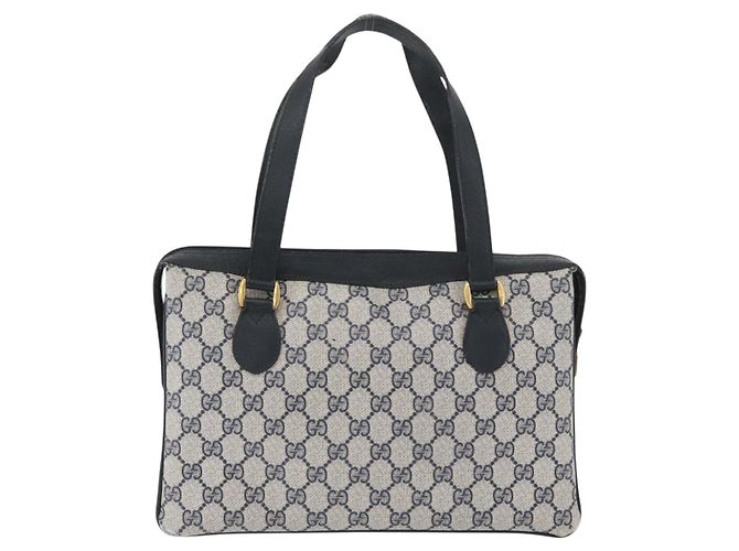 Borsa GUCCI GG Supreme Sherry Line PVC Blu Navy Oro Rosso 41 02 079 Auth ki6604 D'oro - vista 2
