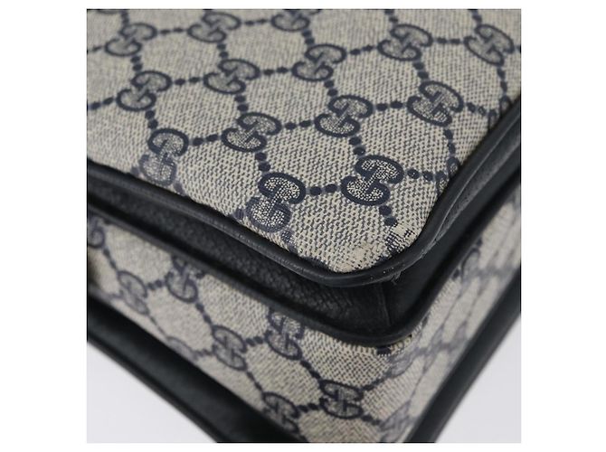 Borsa GUCCI GG Supreme Sherry Line PVC Blu Navy Oro Rosso 41 02 079 Auth ki6604 D'oro - vista 9