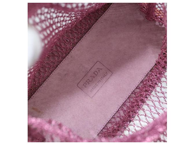 Bolso de mano PRADA de charol de malla rosa Auth LNZ700 - vista 10