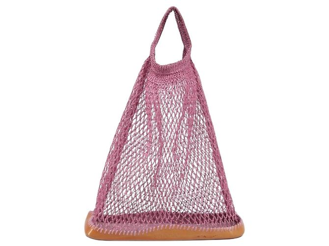 Bolso de mano PRADA de charol de malla rosa Auth LNZ700 - vista 13