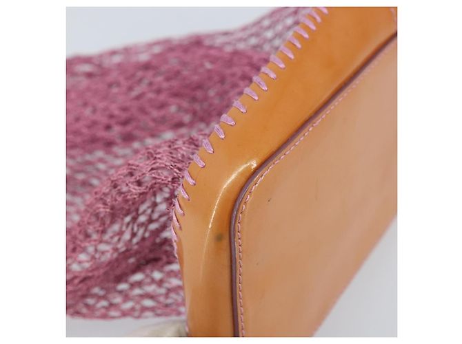 Bolso de mano PRADA de charol de malla rosa Auth LNZ700 - vista 16