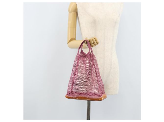 Bolso de mano PRADA de charol de malla rosa Auth LNZ700 - vista 18