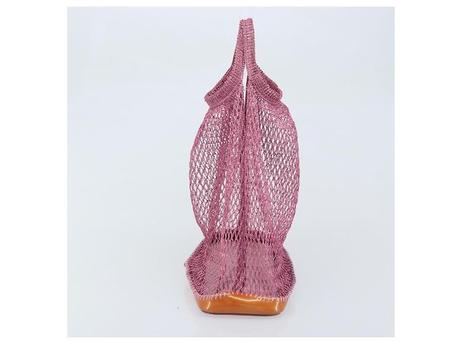 Bolso de mano PRADA de charol de malla rosa Auth LNZ700 - vista 4
