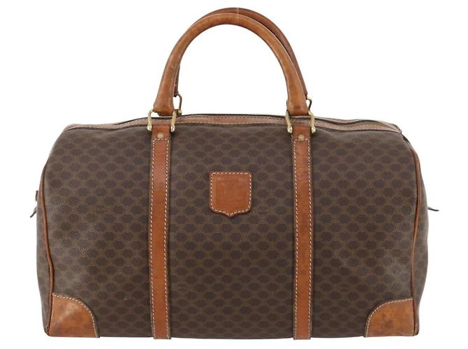 Céline Borsa Boston in tela Macadam CELINE in pelle PVC marrone oro Auth 173776 D'oro - vista 13