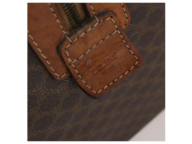Céline Borsa Boston in tela Macadam CELINE in pelle PVC marrone oro Auth 173776 D'oro - vista 18