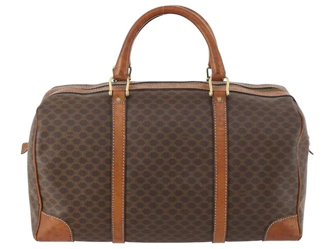 Céline Borsa Boston in tela Macadam CELINE in pelle PVC marrone oro Auth 173776 D'oro - vista 2