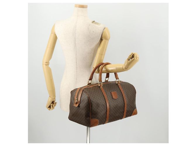 Céline Borsa Boston in tela Macadam CELINE in pelle PVC marrone oro Auth 173776 D'oro - vista 23