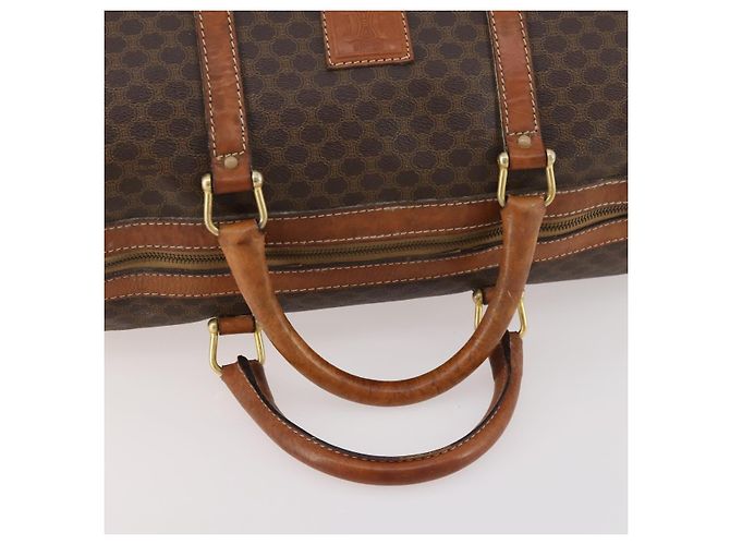 Céline Borsa Boston in tela Macadam CELINE in pelle PVC marrone oro Auth 173776 D'oro - vista 7