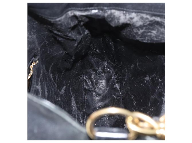 Borsa a mano in pelle Gucci Bamboo 2way Nera Oro 001 3754 1577 Auth ep13982 Nero D'oro - vista 21