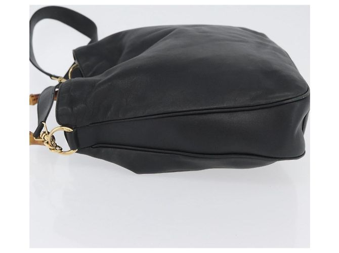 Borsa a mano in pelle Gucci Bamboo 2way Nera Oro 001 3754 1577 Auth ep13982 Nero D'oro - vista 4