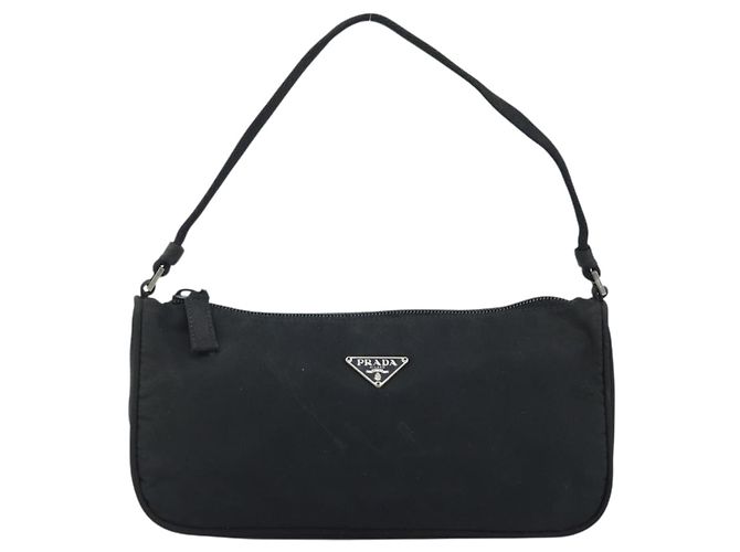 PRADA Accessory Pouch Nylon Black Silver Auth BA11668 Silvery - view 13