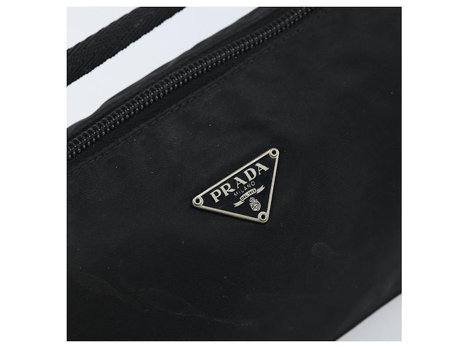 PRADA Accessory Pouch Nylon Black Silver Auth BA11668 Silvery - view 17