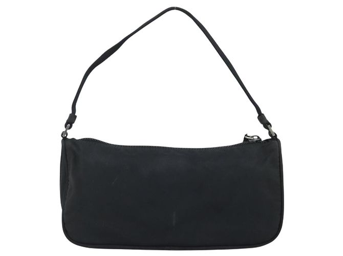 PRADA Accessory Pouch Nylon Black Silver Auth BA11668 Silvery - view 2
