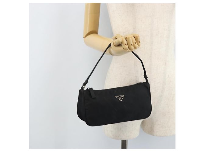 PRADA Accessory Pouch Nylon Black Silver Auth BA11668 Silvery - view 21