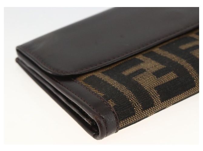 FENDI Zucca Canvas Langer Geldbeutel Schwarz Braun Auth am11162A - Ansicht 14