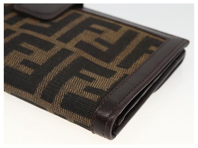FENDI Zucca Canvas Langer Geldbeutel Schwarz Braun Auth am11162A - Ansicht 15