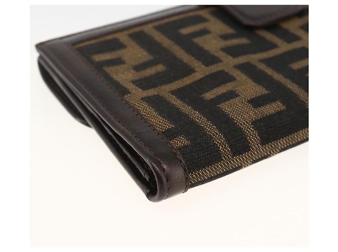 FENDI Zucca Canvas Langer Geldbeutel Schwarz Braun Auth am11162A - Ansicht 16