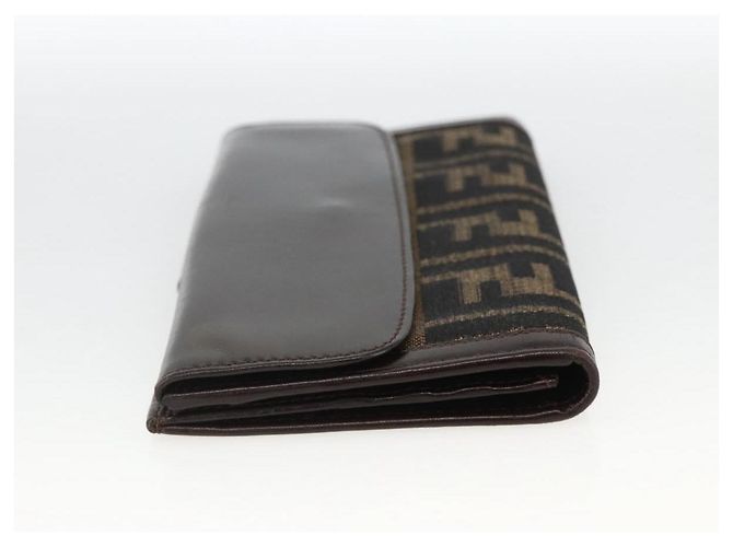 FENDI Zucca Canvas Langer Geldbeutel Schwarz Braun Auth am11162A - Ansicht 3