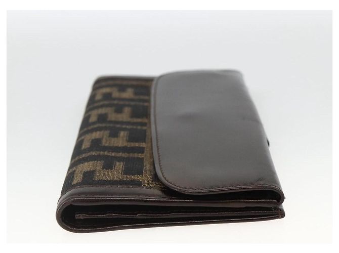 FENDI Zucca Canvas Langer Geldbeutel Schwarz Braun Auth am11162A - Ansicht 4