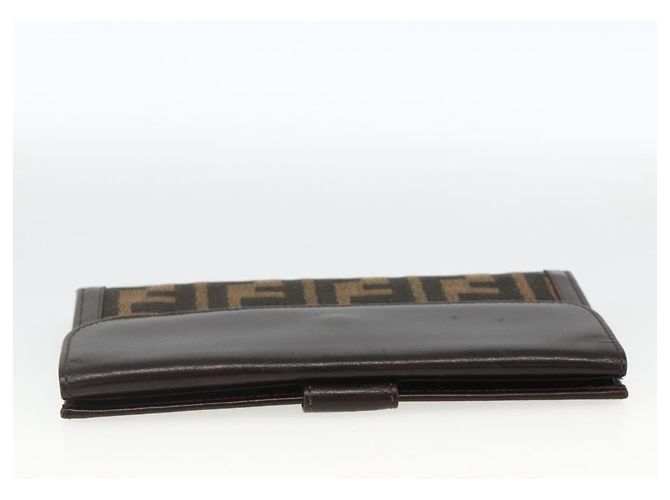 FENDI Zucca Canvas Langer Geldbeutel Schwarz Braun Auth am11162A - Ansicht 5