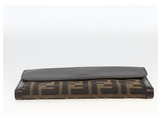 FENDI Zucca Canvas Langer Geldbeutel Schwarz Braun Auth am11162A - Ansicht 6