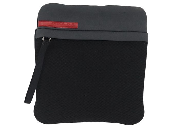 Borsa a spalla sportiva PRADA in tela nera e argento autentica 173881 Nero - vista 13