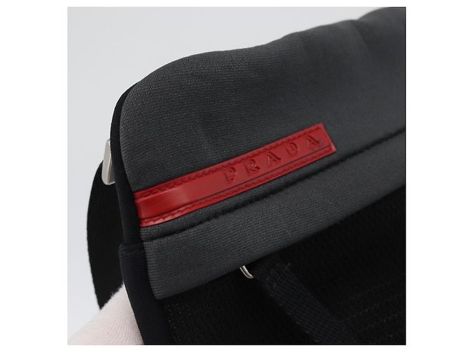 Borsa a spalla sportiva PRADA in tela nera e argento autentica 173881 Nero - vista 18
