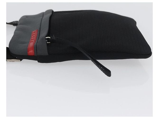 Borsa a spalla sportiva PRADA in tela nera e argento autentica 173881 Nero - vista 4