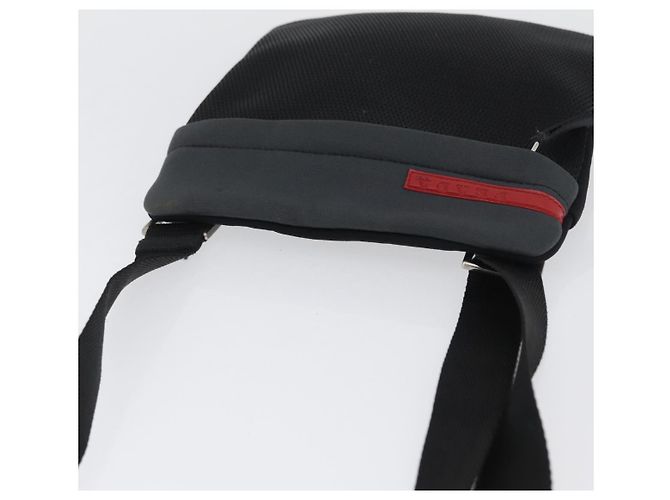 Borsa a spalla sportiva PRADA in tela nera e argento autentica 173881 Nero - vista 6