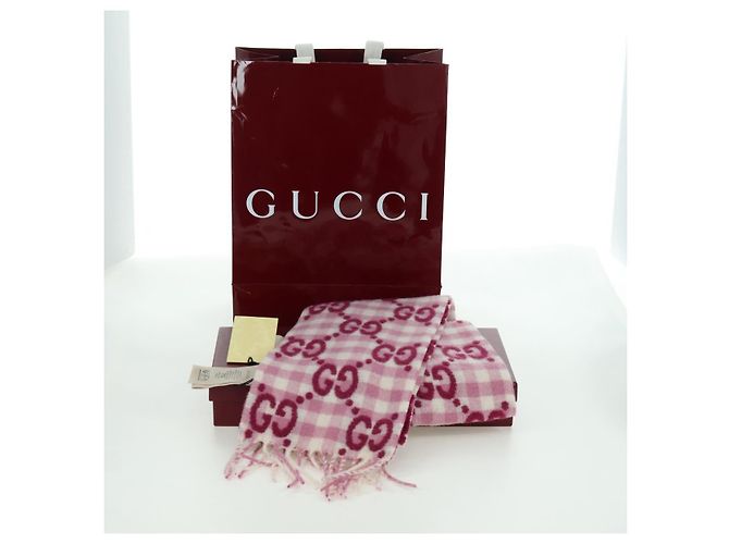 Gucci Sciarpa GG in lana rosa Auth YKZ483M - vista 12