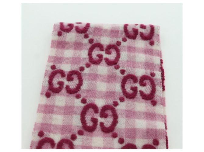 Gucci Sciarpa GG in lana rosa Auth YKZ483M - vista 5